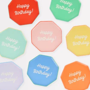 Mixed Happy Birthday Side Plates (x 8)