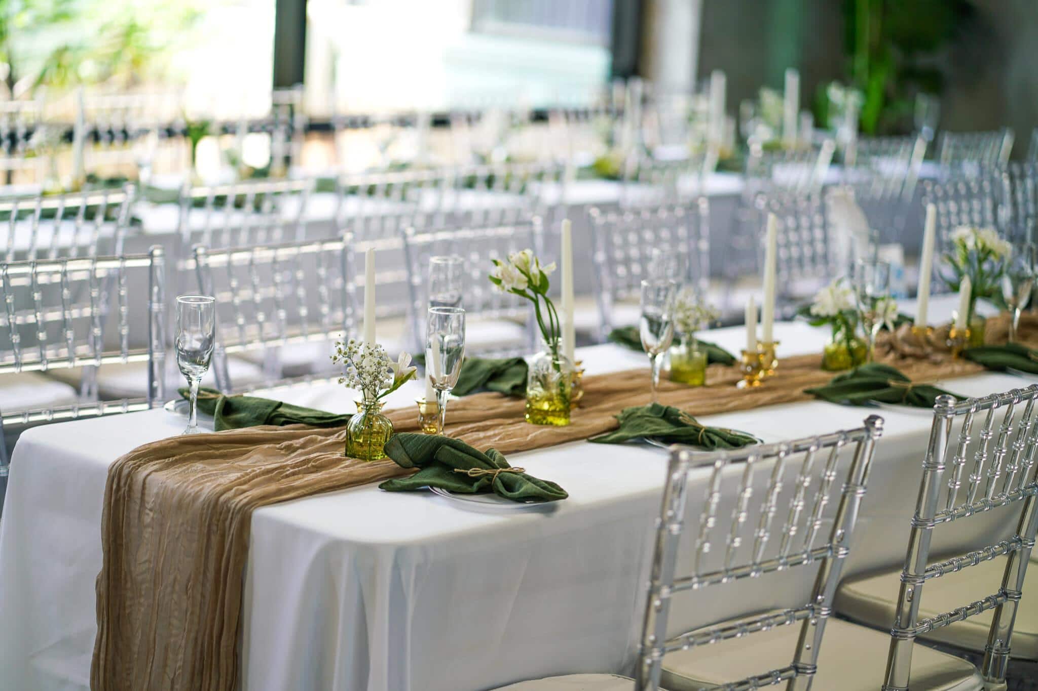 Sophisticated outdoor reception table setting styled by top Minneapolis wedding planners