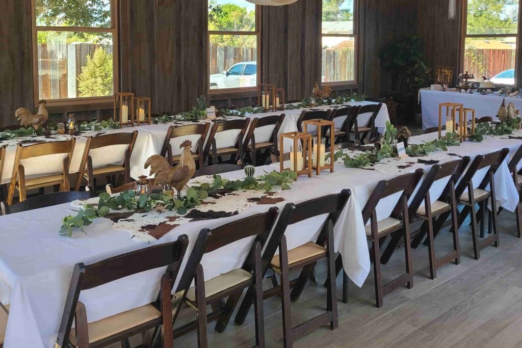 Rustic indoor dining table decor for a Raleigh wedding reception