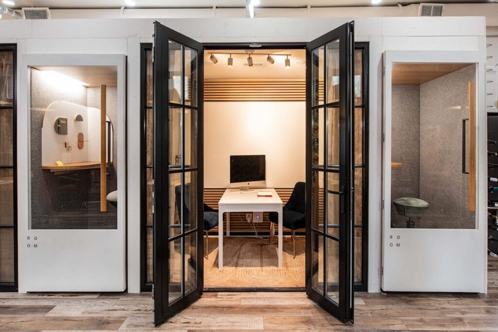 Modern breakout rooms and phone booths at an office in Atlanta
