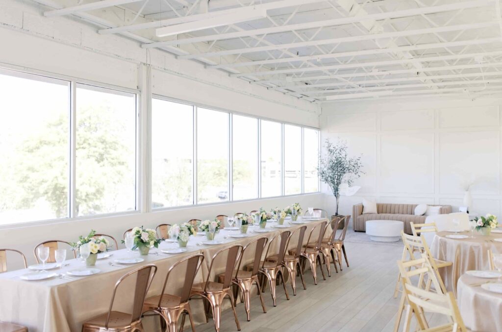 Modern bright event space designed by top party planners in Dallas